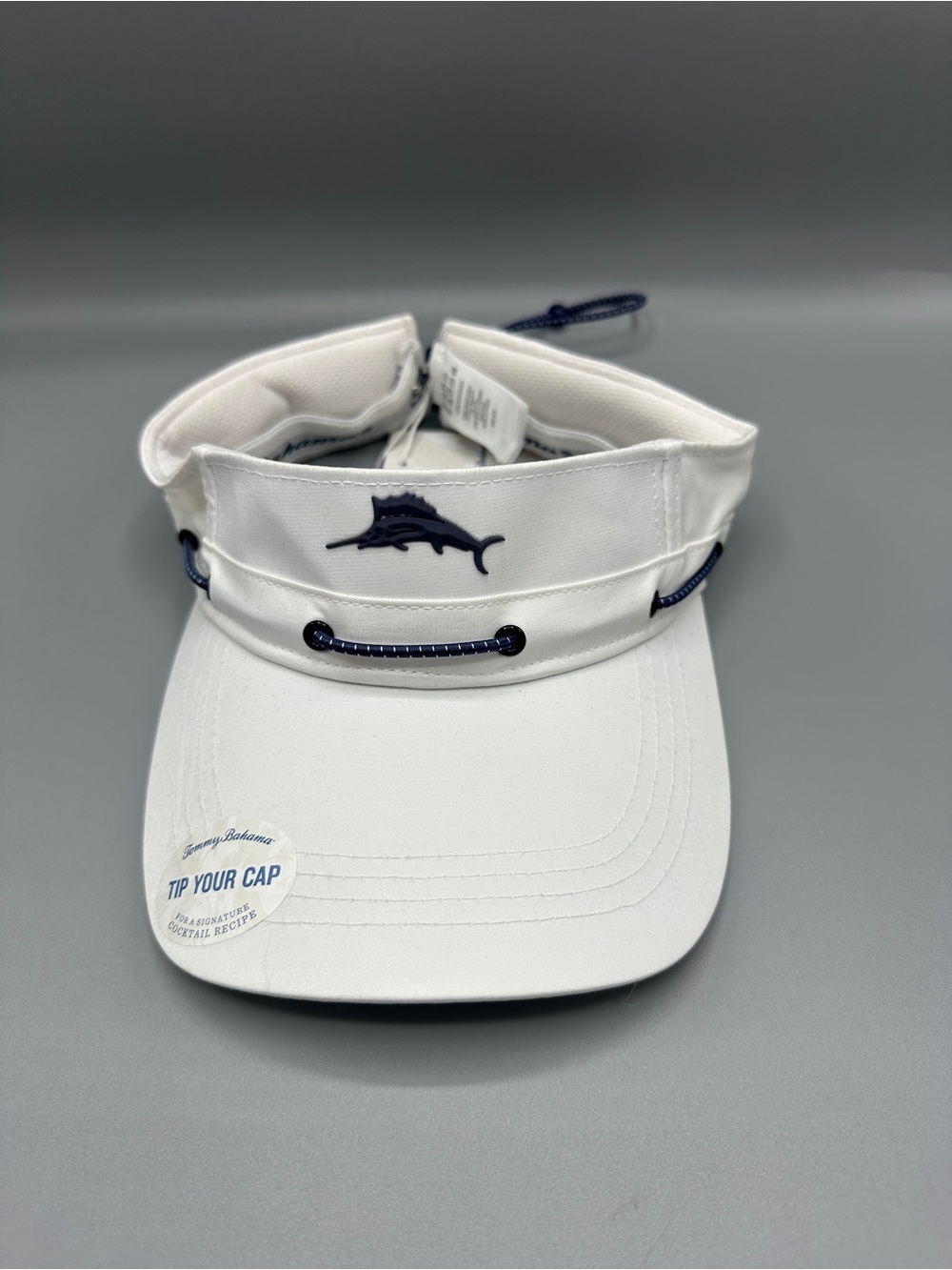 Tommy Bahama Visor Adjustable Sun Hat Cap Fishing Golf Tennis One Size White